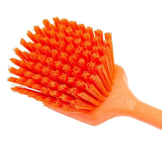 SPARTA 40501EC24 Plastic Large Scrub Brush, Kitchen Brush, Utility Brush With Long Handle For Cleaning, 20 Inches, Orange, (Pack of 6)
