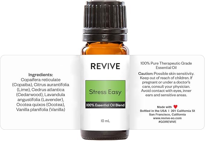 Stress Easy Essential Oil Blend by Revive Essential Oils - 100% Pure Therapeutic Grade, for Diffuser, Humidifier, Massage, Aromatherapy, Skin & Hair Care
