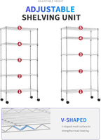 BestOffice 14"x30"x60" Storage Shelves Heavy Duty Shelving 5 Tier Layer Wire Shelving Unit with Wheels Metal Wire Shelf Standing Garage Shelves Storage Rack,Adjustable NSF Certified (Chrome)