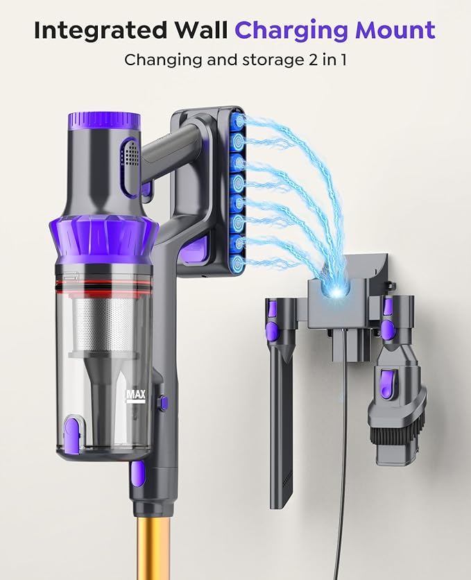 Cordless Vacuum Cleaner, 580W 48KPA 65Mins Runtime Self-Standing Vacuum Cleaners for Home, Stick Vacuum with Charging Dock Station Removable Battery, Handheld Vacuum for Carpet,Pet Hair,Hardwood Floor
