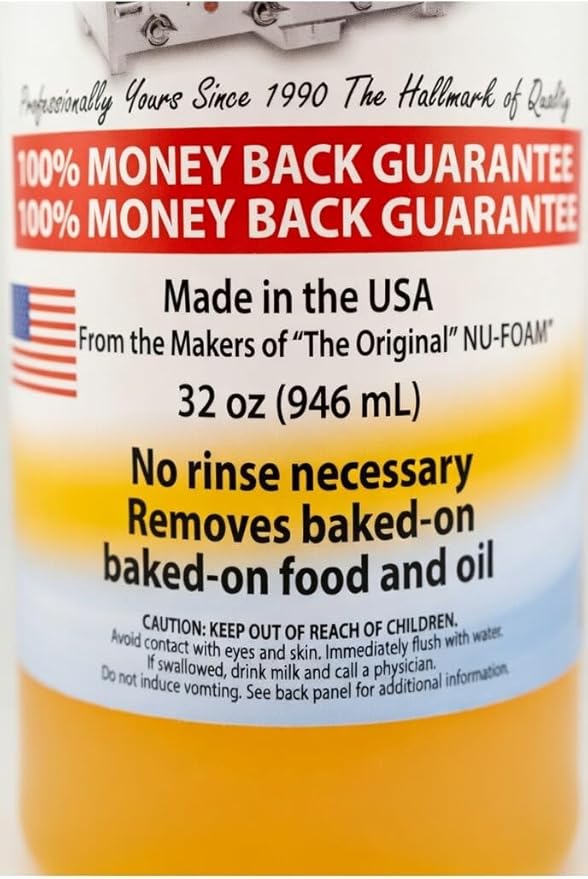 Nu-Foam Griddle Cleaner, Professional Flat Top Cleaning Liquid, 32 oz, for Commercial Griddles (4)