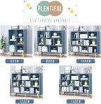 IOTXY Wooden Open Shelf Bookcase - 3-Tier Floorstanding Display Cabinet Rack with Legs, 8 Cubes Free Standing Bookshelf, Bright Blue