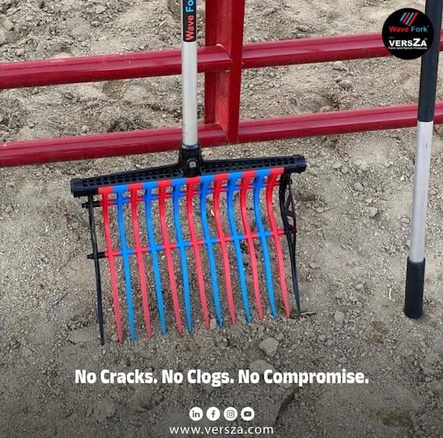 Wave Fork by VERSZA Farm & Ranch| Manure Fork Replacement Head| Durable TINES That Don't Break ! (Color RED Blue)