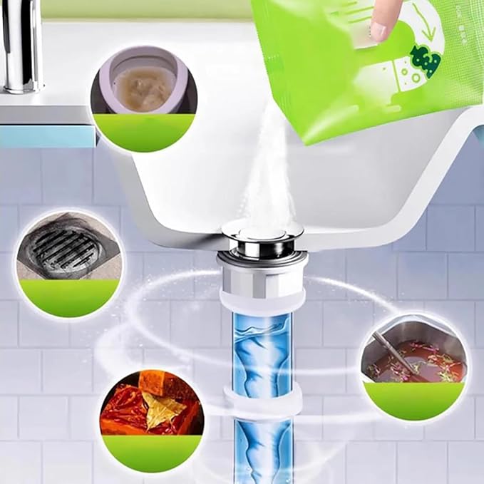 Powerful Pipe Dredging Agent, Powerful Pipeline Dredging Powder, Sink And Drain Cleaner Powder, Drain Clog Remover Agent, Multi-Functional Pipe Unclogging For Kitchen Toilet Bathroom (5PC)