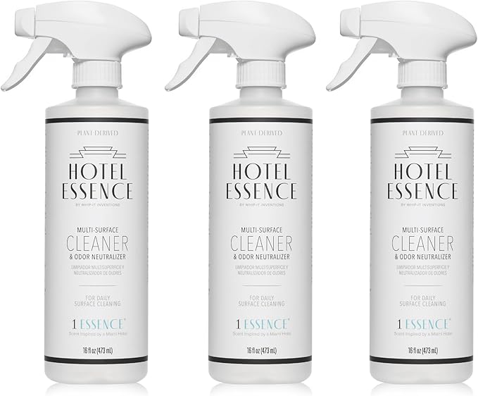 Hotel Essence Cleaner: Plant-Based Multi-Surface Cleaner & Odor Neutralizer, 16 oz, Leather, Cardamom, Lemon, Sandalwood, Cedarwood, Cinnamon, Vetiver, Amber, Musk, Iris, 16 Fl Oz (3)