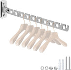 ACNISM Wall Mounted Clothes Rack, Laundry Hanger Wall Mount, Retractable & Foldable Drying Rack with 180° Rotation, Space-Saver for Laundry Room & Bedroom, Bathroom Closet Storage, 1-Pack, Silver