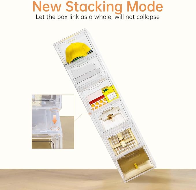 10 Pack Closet Organizers and Storage,Clear Stackable Plastic Storage Bins with Lids Magnetic Doors,Clothes Organizers and Storage,Plastic Craft Containers for Wardrobe Kitchen Bathroom Office