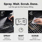 Kona Safe/Clean Grill Cleaner Spray, 23 oz + 6 Stainless Steel Scrub Cloths Bundle, No-Drip Gel Degreaser for Grill Grates, Griddles, Oven, Stainless Steel