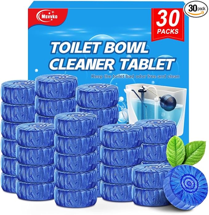 Toilet Bowl Cleaner Tablets Blue Toilet Tank Cleaners, Septic-Safe Hard Water Stain Remove, Bathroom Automatic Toilet Cleaning & Deodorizer, Fresh Scent - 30 Tabs
