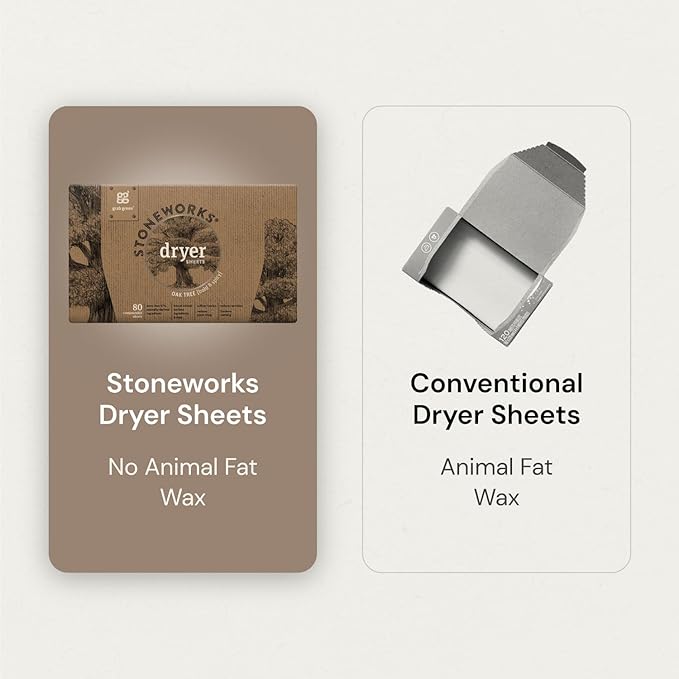 Grab Green Stoneworks Cruelty-Free Dryer Sheets | Softens Fabrics, Freshens Clothing & Reduces Static-Cling and Wrinkles | Plant Based | Rose Petal Scent (80 Sheets)