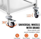 VEVOR Kitchen Utility Cart, 37.5"x19.7"x37.7" 3 Tiers Wire Rolling Cart, 450LBS Capacity Steel Service Cart with Brake Wheels, Storage Trolley with 80mm Basket PP Liner 6 Hooks, Indoor & Outdoor Use