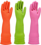 Rubber dishwashing gloves 3 or 6 Pairs for kitchen,Cleaning washing dish gloves long for household reuseable durable.