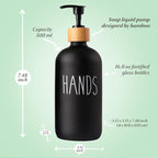 Black Glass Kitchen Soap Dispenser, Detergent Dispenser or Hands Soap Dispenser for Kitchen Sink, Black Soap Dispenser, Modern Farmhouse Decor Dish Soap Pump for Kitchen Organization