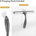 AmazerBath Shower Squeegee for Glass Doors, All-Purpose Squeegee with Suction Hook & Adhesive Hook, Squeegee for Shower Glass, Windows, Mirrors, Tiles and Car Windows - 12 Inches, Clear Black