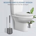 SetSail Toilet Brush and Holder 2 Pack, Self Closing Lid Toilet Bowl Brushes Holder and Extra Long Handle Ventilated Toilet Brush Set for Bathroom Cleaning, Nylon Bristles, Grey