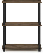 Furinno TURN-S-TUBE Storage Shelves, 3-Tier Book Shelf, Corner Shelf, Toolless Open Shelves, for Organization and Storage, Living Room, Garage, Home Office, Columbia Walnut