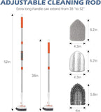 SetSail Floor Scrub Brush, 3-In-1 Tile Tub Floor Scrubber with 52-inch Adjustable Long Handle Shower Cleaner Brush and 3 Detachable Replacement Brush Heads for Cleaning Bathroom Kitchen Walls Tub Tile