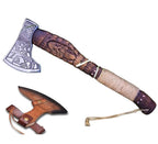 | custom handmade Viking medieval Axe with Viking gift,Hand Axe,Viking Gifts for Men,Camping Tomahawk,Bearded,Valhalla Axe with Leather Sheath (Battle axe) (Handmade)