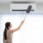 Tanlade 12 Pcs Microfiber Feather Duster for Cleaning 13-31 Inch Extendable Cobweb Dusters Ceiling Fan Duster Washable Bendable Tool for Office Car Window Furniture (Gray)