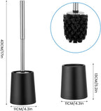 Toilet Brush and Holder Black Coated Metal Case and Stainless Steel Handle Toilet Cleaning Brush Double Layer Holder Long Brush Handle High Density Bristles Toilet Bowl Brushes