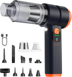 Car Vacuum Portable Cordless, Handheld Vacuum Cordless with 30000PA Suction, 130000RPM, 6800mAh Battery, 10 Nozzles, Rubber Paint Material for Car, Home, Pet Cleaning（Black Orange）
