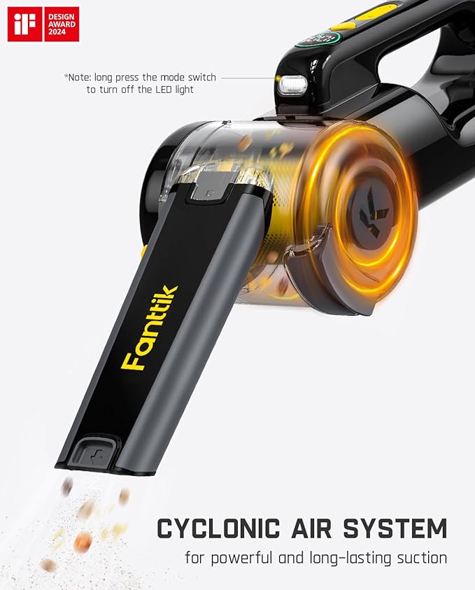 Fanttik Fold V10 APEX Pivot Cordless Car Vacuum, 17000Pa Handheld Vacuum Suction Power, Smart LED Display, Portable for Car Home Pet (Deluxe with Flexible Hose&Pet Brush)
