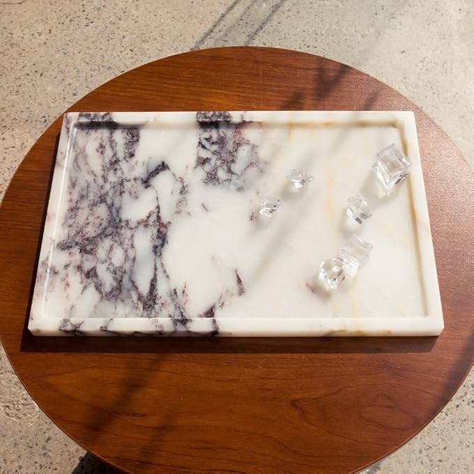 Real Luxurious Natural Marble Vanity Tray Genuine Marble/Stone Storage Tray for Home Decor Bathroom/Kitchen/Vanity/Dresser Non-Resin/Non-Ceramic