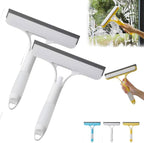 3 in 1 Window Cleaning Scraper, 2025 New Multi-Function Glass Cleaner Squeegee Tool for Shower Glass, Tile, Mirror Cleaning, All-Purpose Spray Function Brush with Ergonomic Handle (White*2)