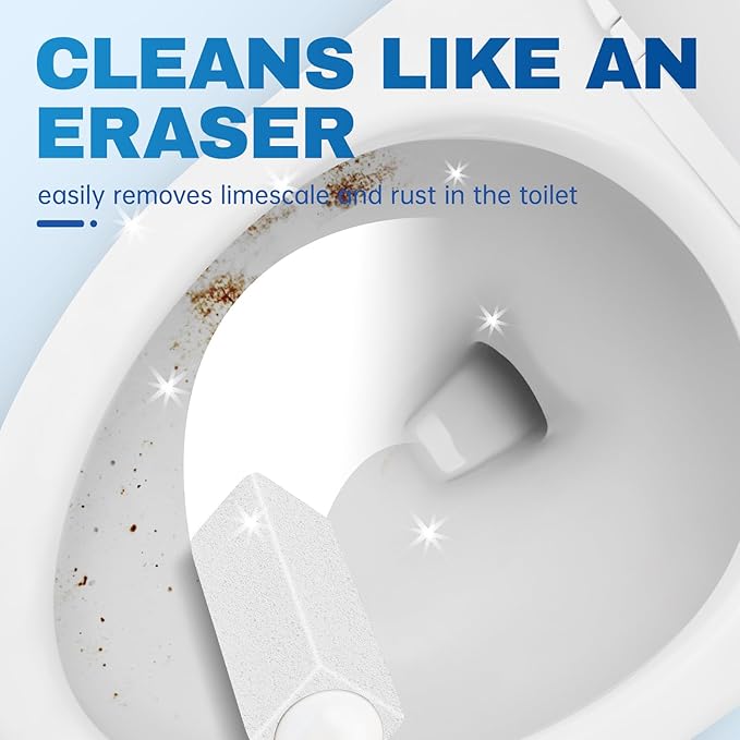 Vacplus Toilet Brush - Toilet Bowl Cleaners with Extra Long Handle, 100% Pumice Stone for Toilet Cleaning, Remove Limescale, Rust, Cleaning Supplies for Toilet, Pool, Bathroom, Sink, 2 Pack, White