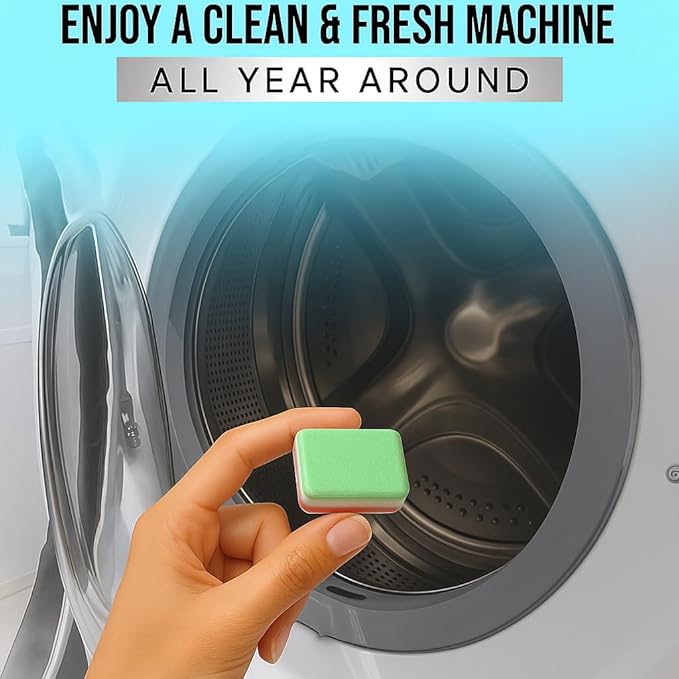 Washing Machine Cleaner Tablets 24 Pack – Deep Cleaning for HE Front & Top Load Washer, 20g Tablets, Freshener for Drum & Tub – 1 Year Supply