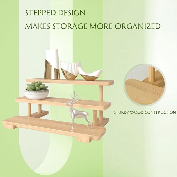 AIM & GGKK 3 Tier Wooden Perfume Organizer Display Stand – Rustic Perfume Rack for Vanity,Cupcake Dessert Display Risers,Cologne Holder Organizer for Men & Women,Fragrance Shelf for Bathroom & Bedroom