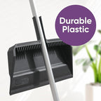 Superio 2-Pack Wide Plastic Dustpan with Comb - 16" Wide, Rubber Lip, Broom Handle Clip, Grey