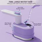 Travel Steam Iron, 180 °Rotating Handle Foldable Hanging Ironing Machine, Portable Mini Dual-Purpose Steam Iron for Both Dry and Wet Use, Essential for School Dormitories & Business Trips (Purple)