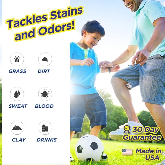 AthletX Amazing laundry detergent liquid Sports Wear Stain & Odor Remover - Grass, Blood & Sweat Stains & Odors - Workout Clothes - Natural Enzymes - USA Made