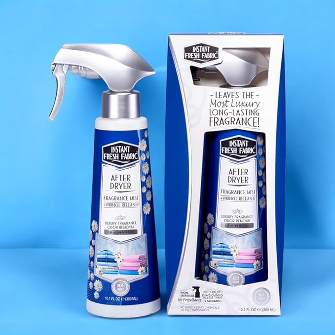 Advanced AFTER DRYER Fabric Spray Fragrance Mist, Fresh Fabric Wrinkle Release Spray Odor Remover - Laundry Scent Boosters for Home, Dorm, Anywhere - Fresh Linen Scent 10.1 Oz. - INSTANT FRESH FABRIC