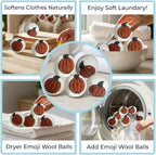 Ezhippie Quality Wool Dryer Balls - 6 XL Pumpkin Pack - 1000+ Loads - Pure Organic Wool - Reusable Natural Fabric Softener Perfect with Essential Oils, Reduce Clothing Static and Wrinkles