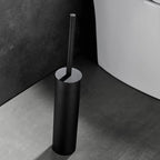 Freestanding Luxury Toilet Brush 304 Stainless Steel Toilet Brush and Holder 19-Inches Tall Round Rust Resistant Anti-Odor and Easy to Clean with Matte Black Finished