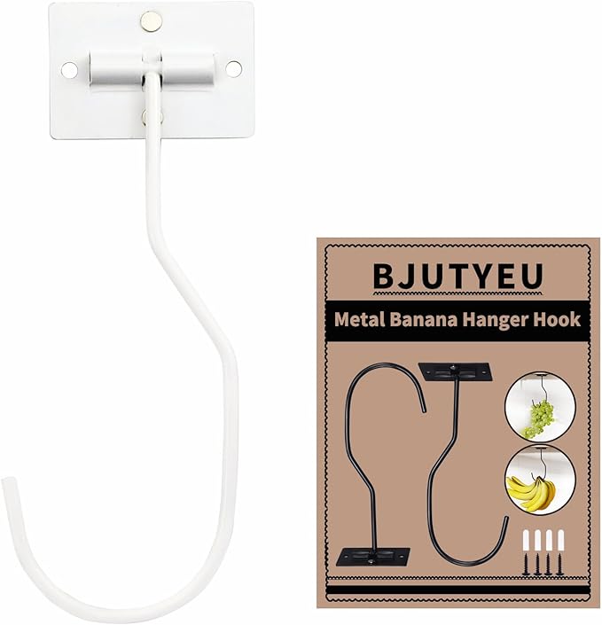 Self-Adhesive Banana Hooks, Foldable Magnetic Hanger Under Cabinet, Sturdy Metal Banana Holder for Kitchen, Space-Saving Design to Keep Bananas Fresh 1 Pieces White