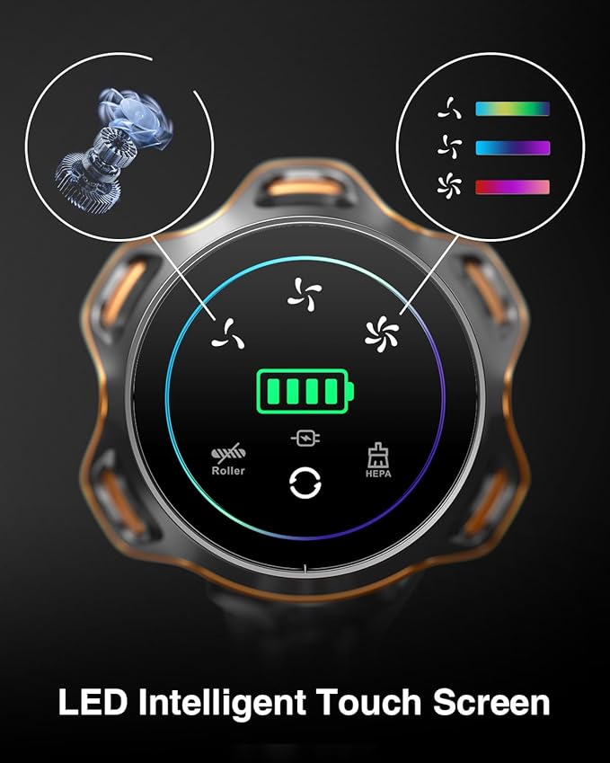 Cordless Vacuum Cleaner,48000Pa/580W/65Mins Vacuum Cleaners for Home,Self-Standing Stick Vacuum with Anti-Tangle Brush & OLED Touch Screen,Vacuum Cleaner for Hardwood Floors and Carpet,Pet Hair,Car