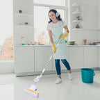PVA Sponge Mops 60" Long Handle 15" Head with 2 Pads Sponge Mops for Floor Cleaning Squeeze with Wringer