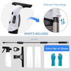 Cordless Window Vacuum Squeegee with Extension Pole Electric Window Cleaner Tool 11 inchs Electric Window Vacuum Shower Squeegee for Shower Door, High Window, Tile and Car Windshield