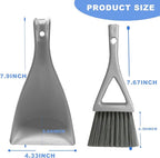 Dust Pan Broom Brush Dustpan -Mini Broom and Dustpan Combo Set, Handheld Sweeper Cleaning for Tables, Keyboards, Guinea Pig Cage, and Cat Litter, etc. (Grey)