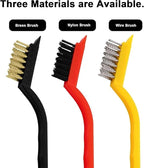 Crevice Cleaning Brush, Nylon, Brass, Small Metal Wire Brush with Curved Handle Grip for Rust, Dirt Paint Cleaning, Paint and Stain (Yellow, Red, Black, 7 Pack)