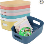 8 Pack Small Drawer Organizer Bins, Plastic Storage Bins Storage Containers for Kitchen Pantry Bathroom Cabinet Organization and Storage Bin Organizing Boxes