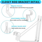 Heavy Duty Closet Rod Bracket 11x11 Inch, 6-Pack White Steel Closet Shelf Brackets,Wall Mount Closet Rod Support Bracket with Screws,Supports 300 lbs