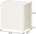 Plastic folding Storage Bins with Lids,Stackable Storage Bins for Clothes,Storage Container,Room Organizer, for Living Room,Bedroom,Office, Kitchen,Bathroom,cream white,2pack