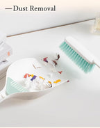 Small Hand Broom and Dustpan Set, Thick Stiff Brush Bristle, Little Dust Pan with Lint Removal Teeth,11", Portable, Compact