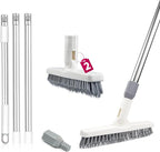 ITTAHO 2 Pack Grout Cleaning Brush with Long Handle, Swivel V-Shape Grout Scrub Brush, Extendable Handle for Tile Floors, Bathroom, Shower, Corner