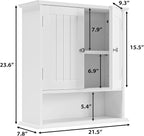 Bathroom Wall Cabinet, Bathroom Cabinet Wall Mount with 2 Doors and Open Shelf, Over The Toilet Wall Storage Cabinet, Bathroom Medicine Cabinet