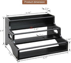 AT-VALY 3-Tier Spice Rack, Iron&MDF Kitchen Storage Shelf, Space-Saving Countertop Organizer for Spices, Herbs, Seasonings, Sturdy Stylish Condiment Holder,Countertop Wine Rack (Black Grain)